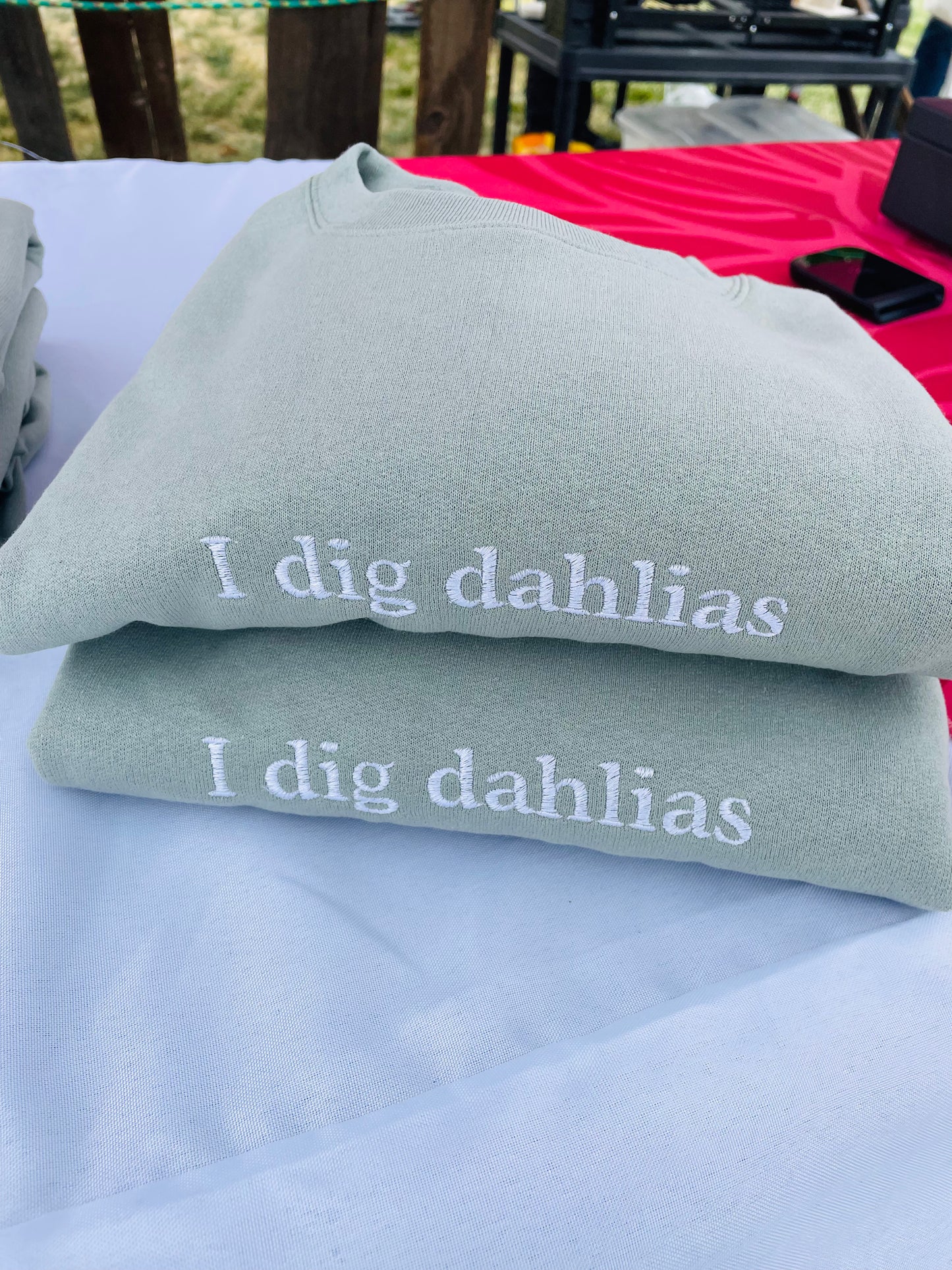 "I Dig Dahlias" Embroidered Crewneck